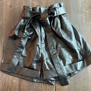 Mink Pink- faux leather shorts - black -size S
